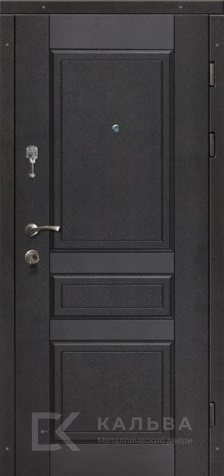 Фото «Входная дверь чёрная порошковая с панелью под орех овал №24»