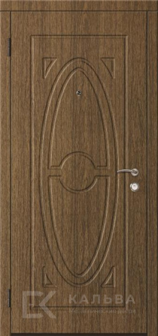 Фото №2 «Входная дверь чёрная порошковая с панелью под орех овал №24»